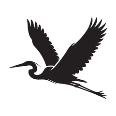 Flowing Form Heron silhouette – Heron illustration – Minimalist Heron vector – Bird silhouette

