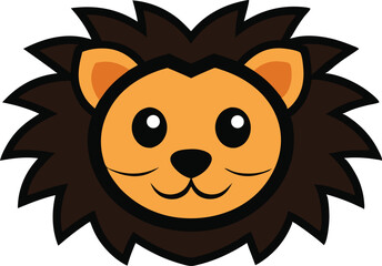 A kawaii style lion head vector silhouette black