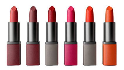 Obraz premium Variety lipsticks tone isolated 3d mockup without background using for fashion purpose.