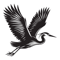 Wading Heron silhouette with long neck extended – Heron illustration – Minimalist Heron vector – Bird silhouette

