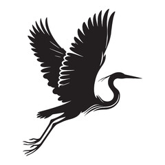 Crane-Like Heron silhouette with poised stance – Heron illustration – Minimalist Heron vector – Bird silhouette

