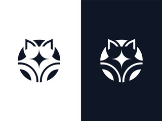 Abstract Fox or Cat Logo, Geometric Animal Emblem, Sparkle Eye Pet Logo, Modern Wildlife Symbol, Mysterious Animal Logo, new logo, unique shape 
