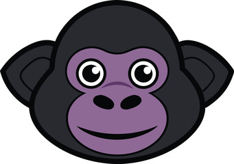 Obraz premium A kawaii style gorilla head vector silhouette black 