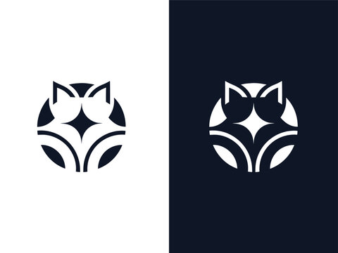 Abstract Fox or Cat Logo, Geometric Animal Emblem, Sparkle Eye Pet Logo, Modern Wildlife Symbol, Mysterious Animal Logo, new logo, unique shape 