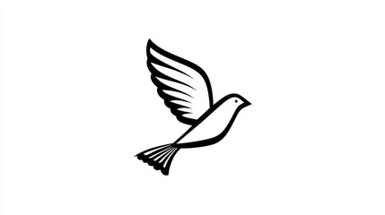 Obraz premium Simple outline drawing of a bird in flight.