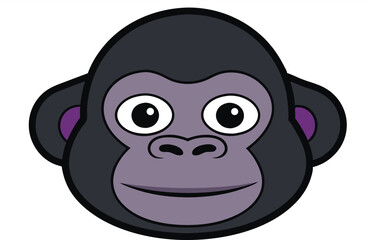 Fototapeta premium A kawaii style gorilla head vector silhouette black 