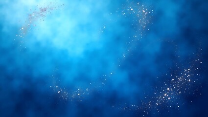 Abstract blue creates a cold winter holiday design with falling blue snowflakes like bubbles in a light blue sky with stars, suggesting a xmas celebration texture