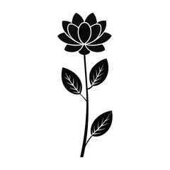 Minimalist Flower Vector - Simple Line Art, Black  White Botanical Clipart for Logo & Design EPS, SVG, AI, PNG