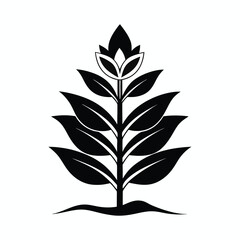 Minimalist Plant Silhouette Vector - Black & White Botanical Line Art, Simple Nature Clipart (EPS,