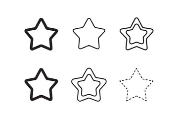 A bright set of gold star icons, a shiny vector design element for web decoration