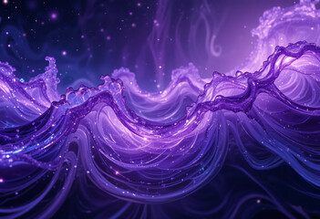 Cosmic purple wave design with starry glow