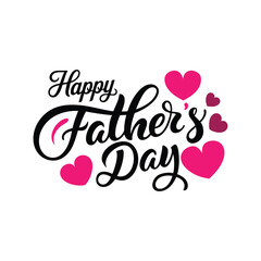 Happy father's day typography with hearts vector art illustration
