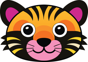 A kawaii style tiger head vector silhouette black