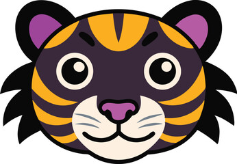 A kawaii style tiger head vector silhouette black