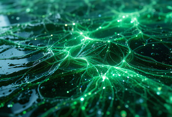 Green spiral wave with cosmic energy glow