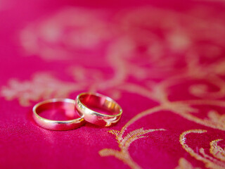 Golden wedding rings , eternal love concept