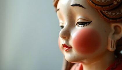 close up of a statue of a child's head