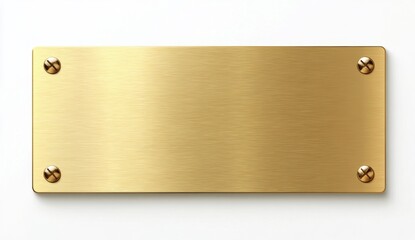 Elegant Brushed Gold Plate with Smooth Finish and Screw Detailing