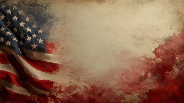 A creative illustration of the American flag blended with elements of the Declaration of Independence,