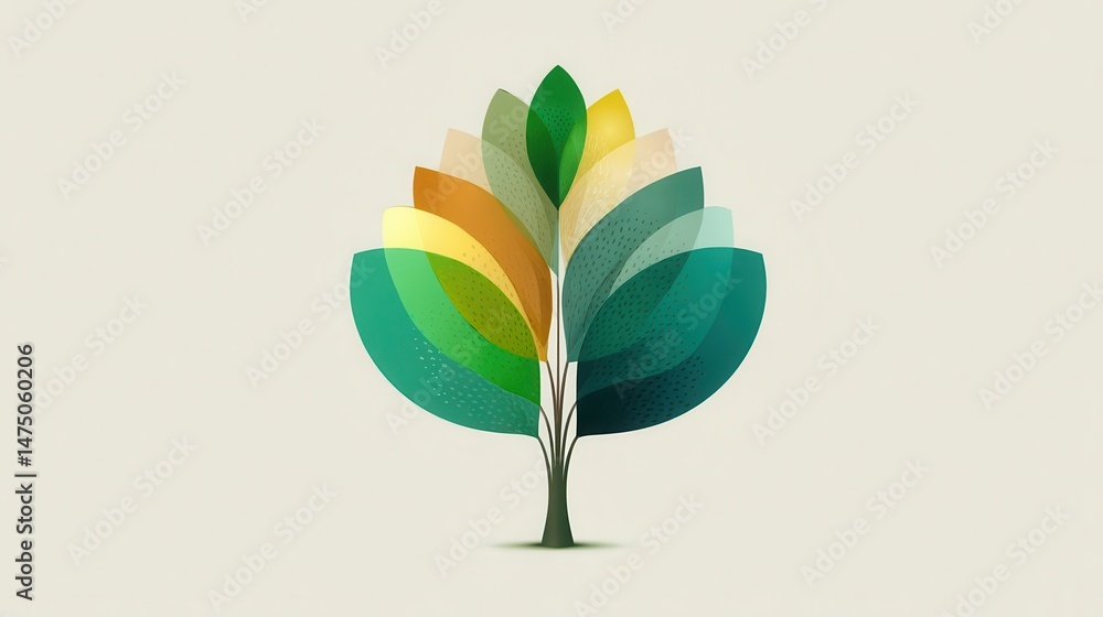 Aufkleber abstract design of a colorful layered tree.