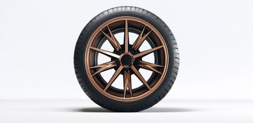 Stylish Modern Wheel with Copper Accents on Minimal Background