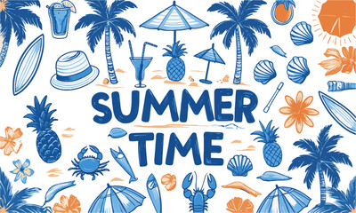 Obraz premium Modern vector illustration inspired by summer vacation elements, easily scalable and editable.