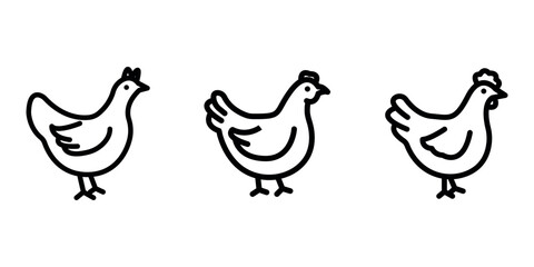 chicken outline or line icon design bundle.