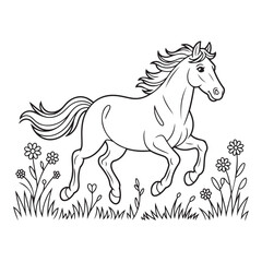 Vintage Engraving woodcut Horse retro vector art illustration design.	