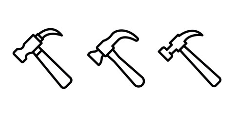 hammer outline or line icon design bundle.