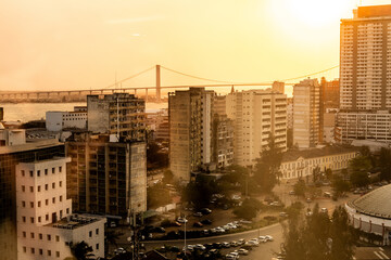 Sunset among the business offices of Maputo City, Capital of Mozambique.