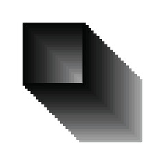 3D square perspective isolated fading tunnel, black on white background.