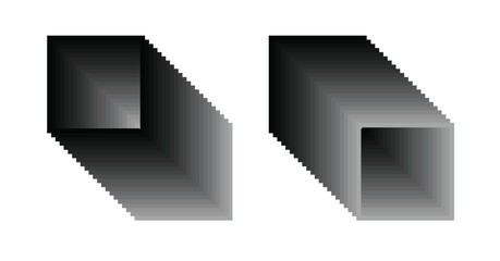 Square line tunnel, illusion optical pattern, square tunnel shape.