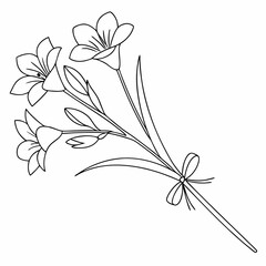 Simple line drawing of a bouquet of flowers representing beauty and nature
