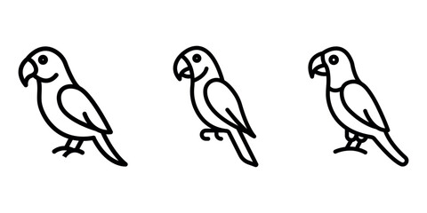 parrot outline or line icon design bundle.