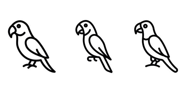 parrot outline or line icon design bundle.