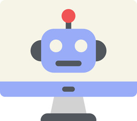 Robot Computer Flat Icon