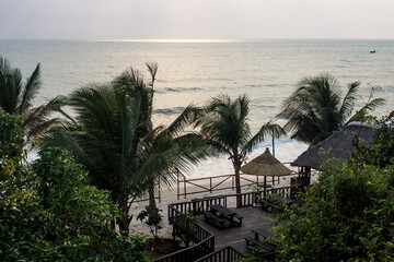 Early morning view over the ocean at one of the lodges at Inhassoro, Mozambique. Inhassoro is a...