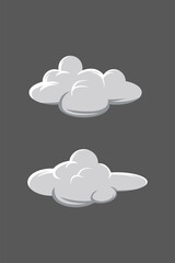 Cute cartoon themed grey and white cloud illustration.