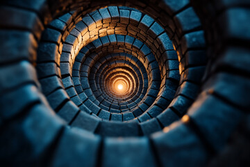 Fractal spiral with glowing blue highlights and digital depth 