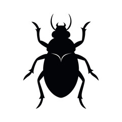 Crawling Beetle Silhouette in Black Vector Art