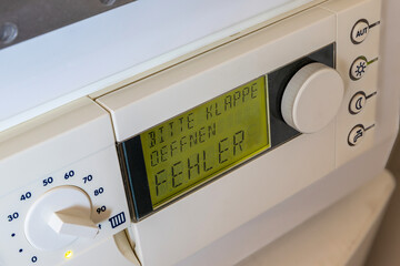 German error message on the control unit of a condensing gas boiler 