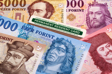 American permanent resident card on Hungarian money