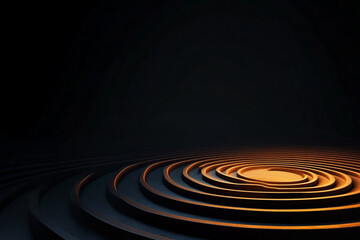 Obraz premium Minimal design with concentric glowing circles fading into darkness