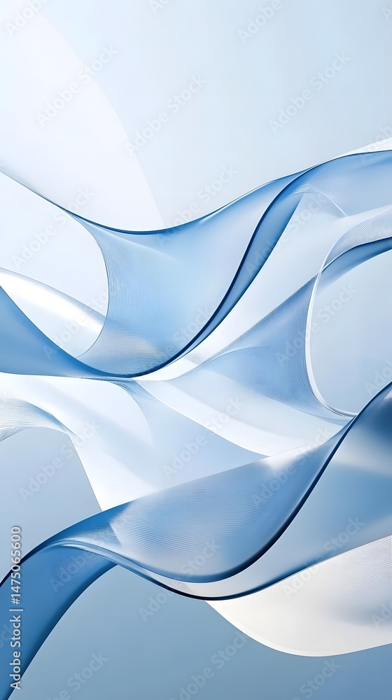 Poster serene and captivating abstract composition featuring undulating waves and curves in a calming palet