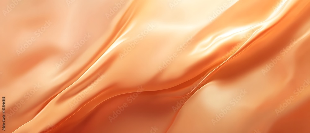 Poster a visually striking image of vibrant warm toned satin fabric with a smooth luxurious texture and dyn
