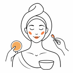 Girl with beauty icon on white background.