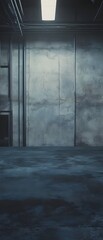 Obraz premium Minimalist industrial inspired interior with clean concrete walls geometric patterns and muted tones creating a moody contemplative atmosphere
