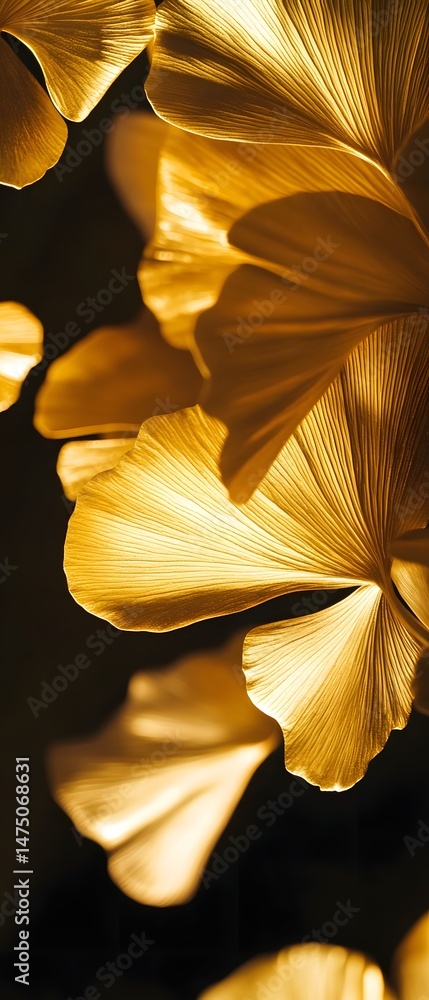 Poster captivating close up of intricate overlapping golden petals with a mesmerizing texture and luminous 