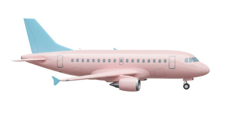 Isolated Pink Airplane with Blue Details