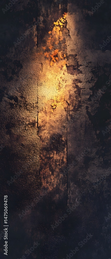 Poster an abstract heavily textured and grungy background with a worn aged and distressed appearance featur